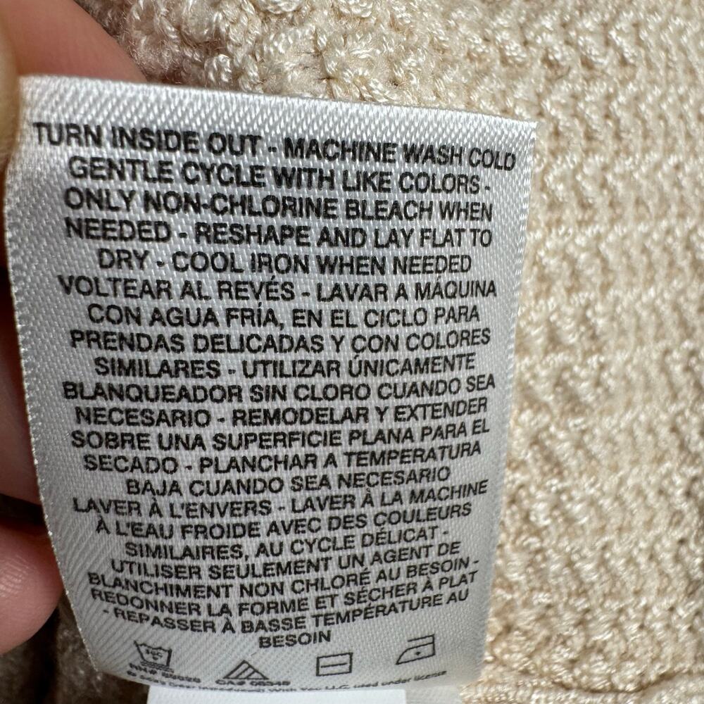 Jessica Simpson Waffle Knit Peplum Sweater Women’s Large Beige Cream Ruffle NWT - Picture 11 of 12